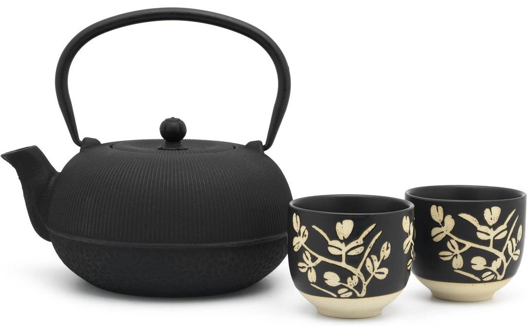 Bredemeijer Teeset Sichuan – 3-teiliges Set, 1 l, Gusseisen/Edelstahl, mit Deckel, Edelstahlfilter