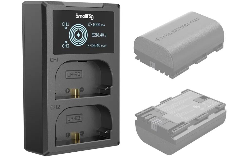 SmallRig 4084 Akkulader – für Canon LP-E6NH – 2-fach, USB – Schwarz