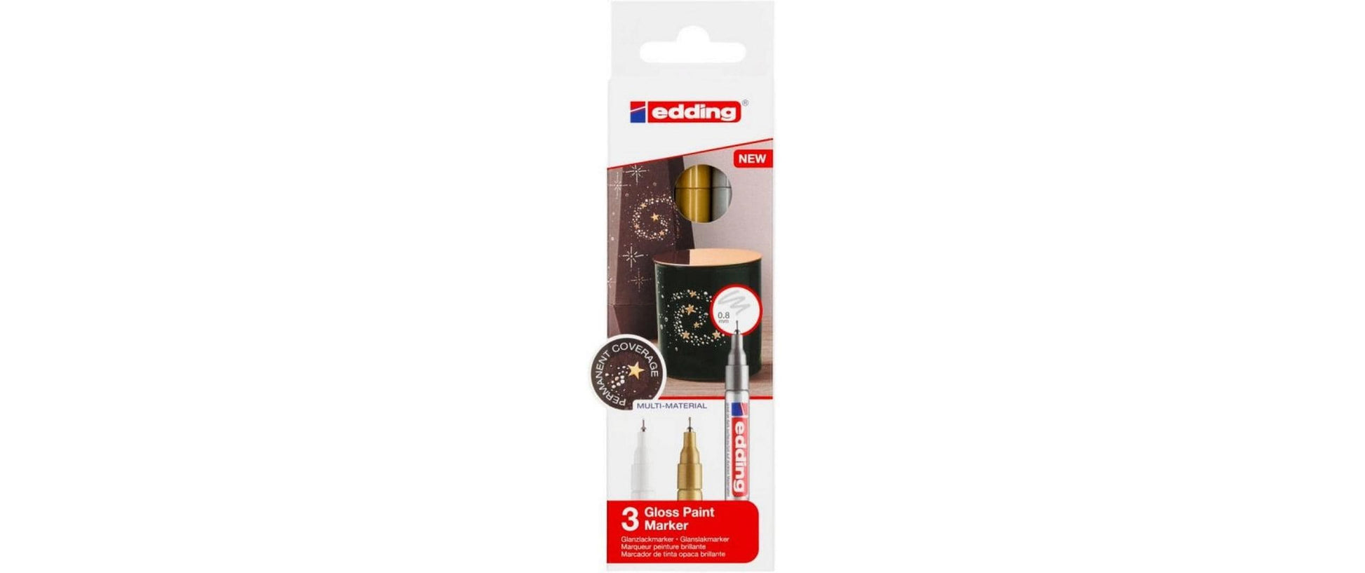 Edding 780 Paint Marker Metallic – Rundspitze 0,8 mm – 3er-Set (gold/silber/weiss)