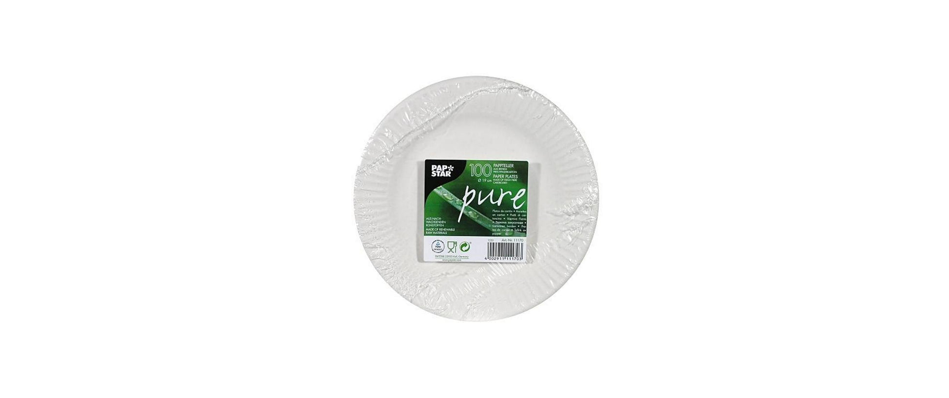 Papstar Teller, Papier/Karton, rund – Ø 19 cm, weiss – FSC – 100 Stk.