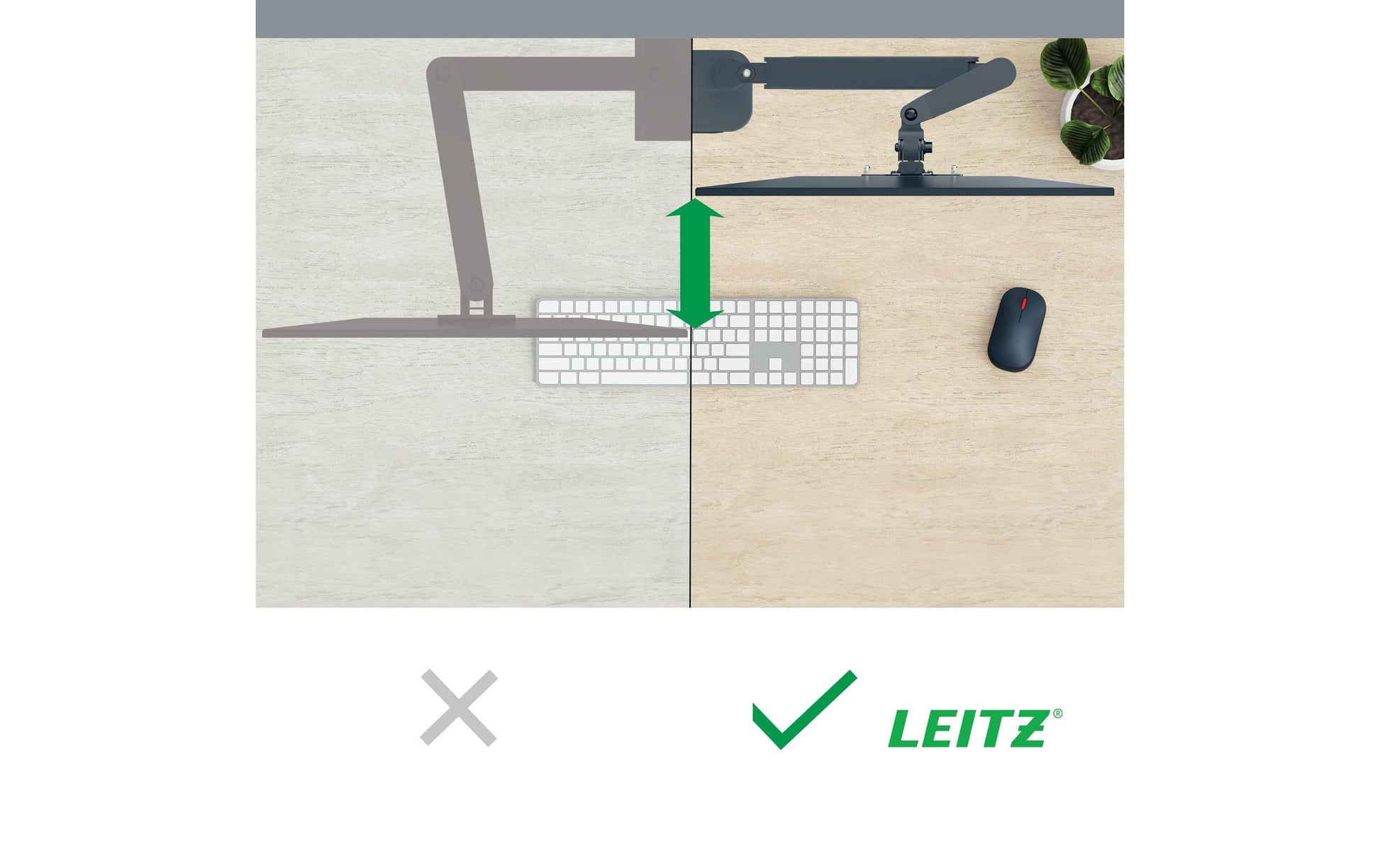 Leitz Ergo – Monitorarm, Dual, bis 32", VESA 75 × 75 mm, 9 kg, neigbar, dunkelgrau