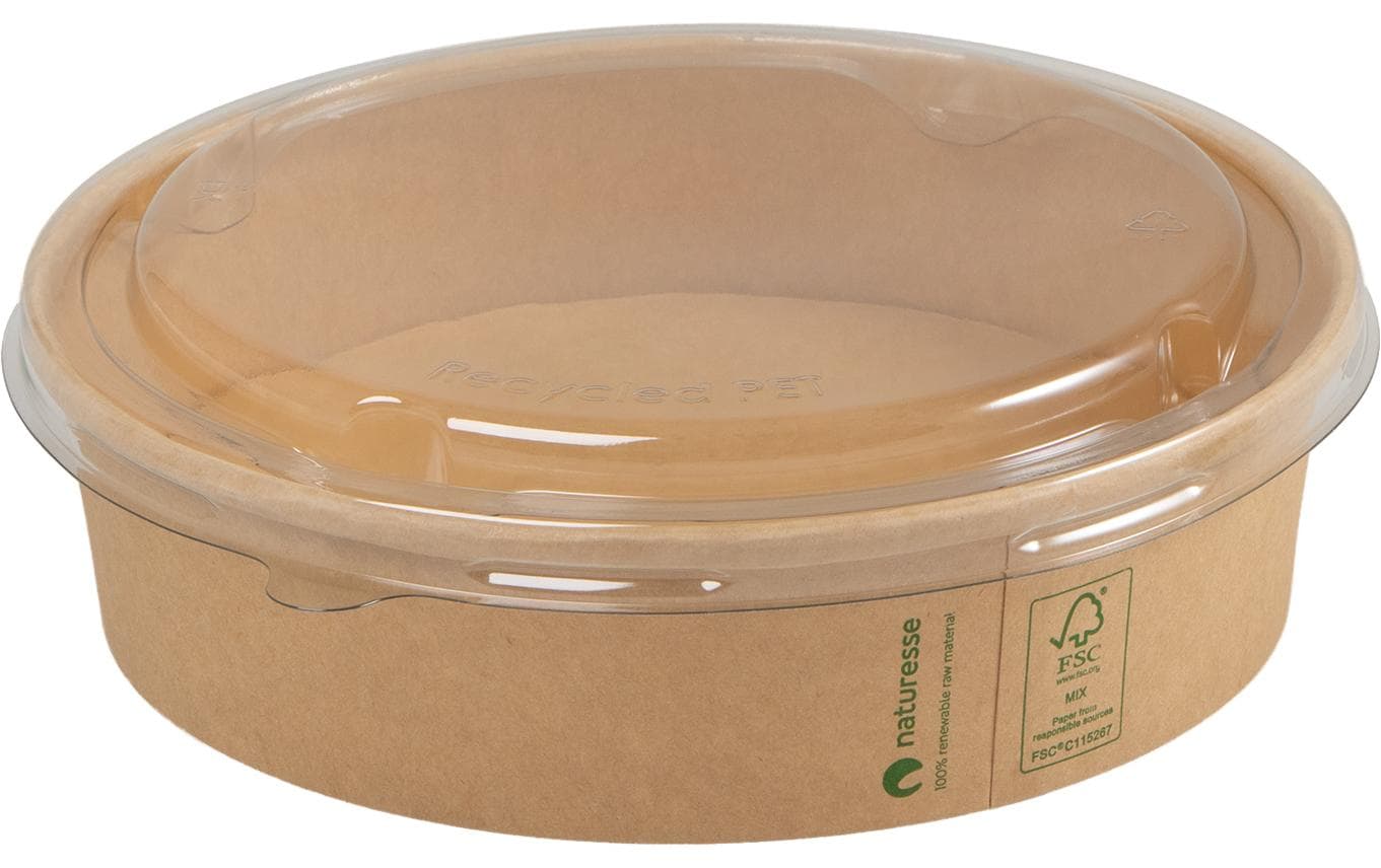 Elco Salatschale Karton (mit Deckel) – 840 ml, braun, 50 Stück