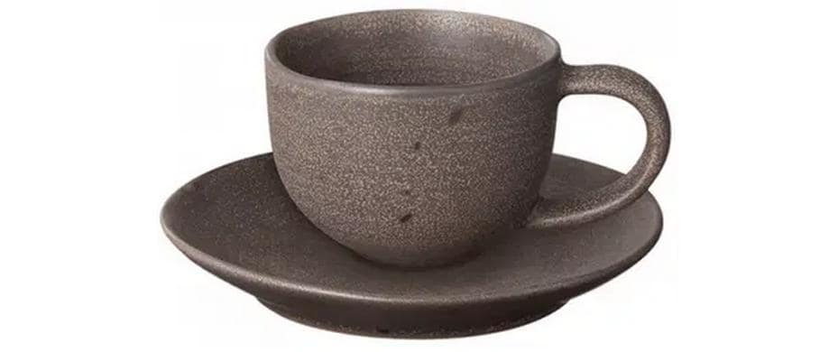 Blomus Espressotassen KUMI – 2er Set, 60 ml, Ø 5 cm, Keramik, Grau, mit Untertassen