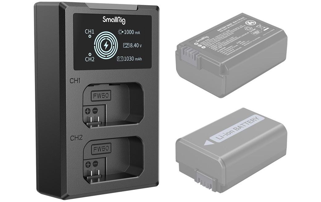 SmallRig NP-FW50 Akkulader – für Sony, 2-fach, mit Display