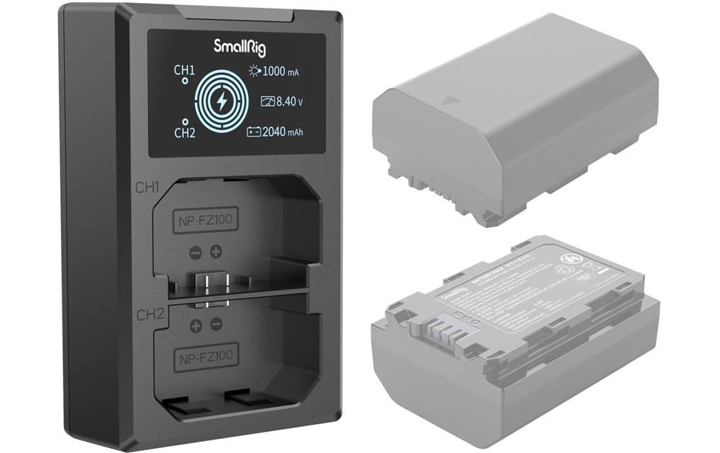 SmallRig 4087 Akkulader – für Sony NP-FZ100 (α6600, α9 II, α7 III usw.) – 2-fach, USB