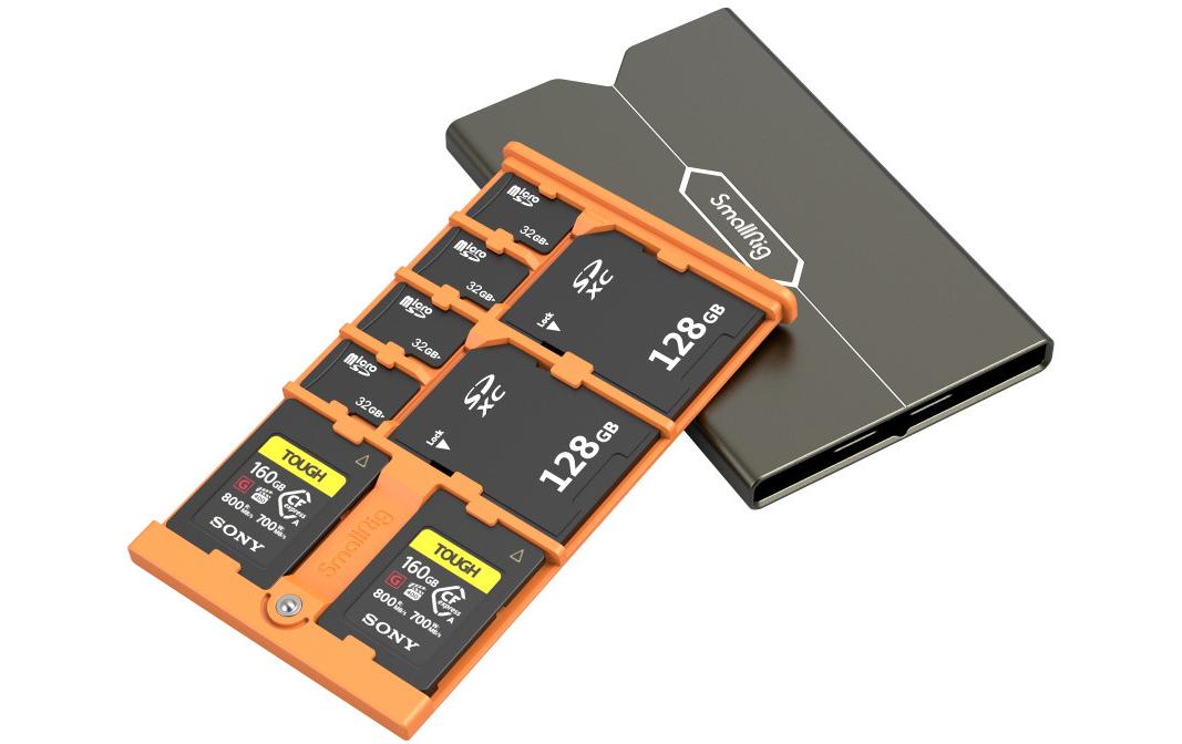 SmallRig 4107 Speicherkartenetui – 8-Fach, CFexpress Typ A, SD, microSD – ABS, Aluminium, PC – Orange