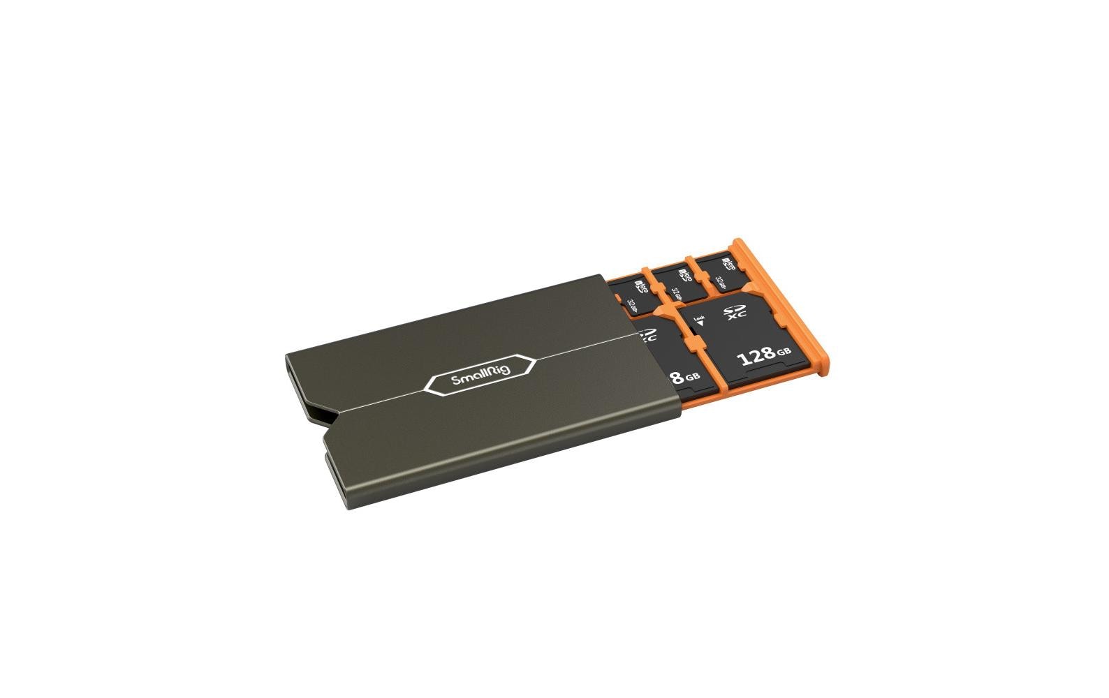 SmallRig 4107 Speicherkartenetui – 8-Fach, CFexpress Typ A, SD, microSD – ABS, Aluminium, PC – Orange