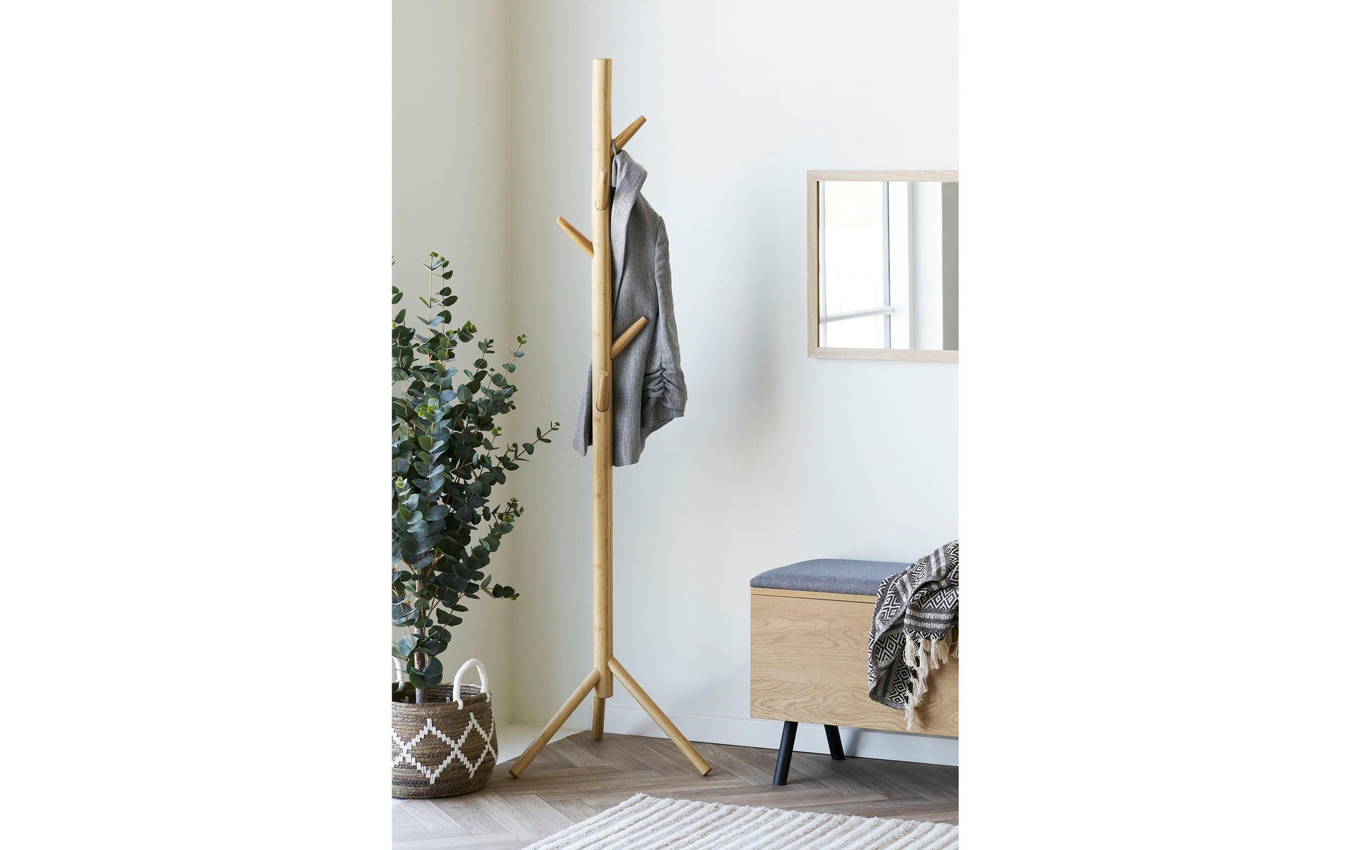 House Nordic Garderobenständer – Bambus, Braun, 50 × 50 × 163 cm