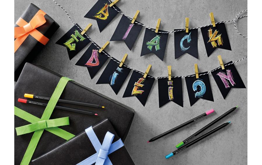 Faber-Castell Buntstifte Black Edition – 12 Farben, im Kartonetui, Ø 3 mm, dreikantig, FSC