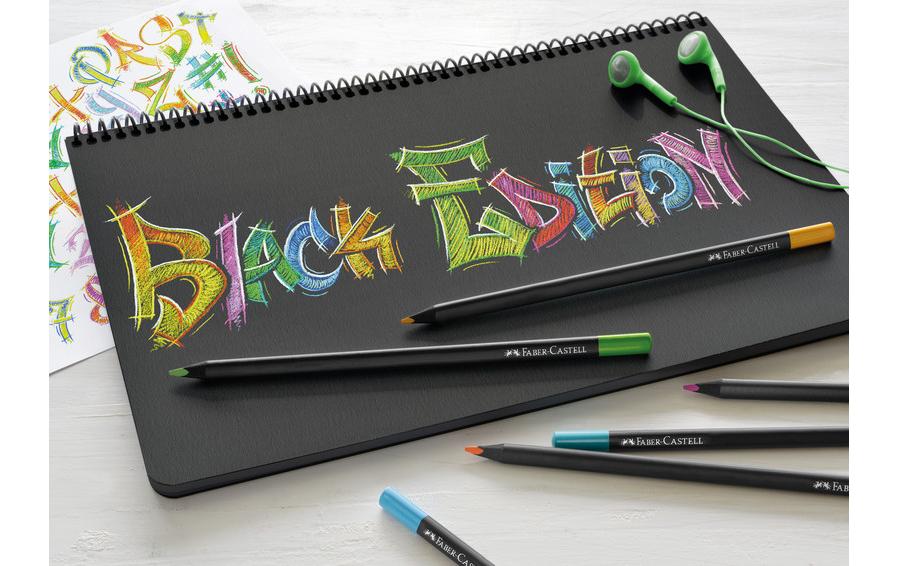 Faber-Castell Buntstifte Black Edition – 12 Farben, im Kartonetui, Ø 3 mm, dreikantig, FSC