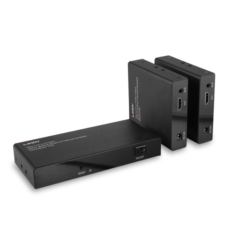 Lindy HDMI-Extender über Cat-6, 2-Port, 4K60, bis 70 m, IR-Splitter