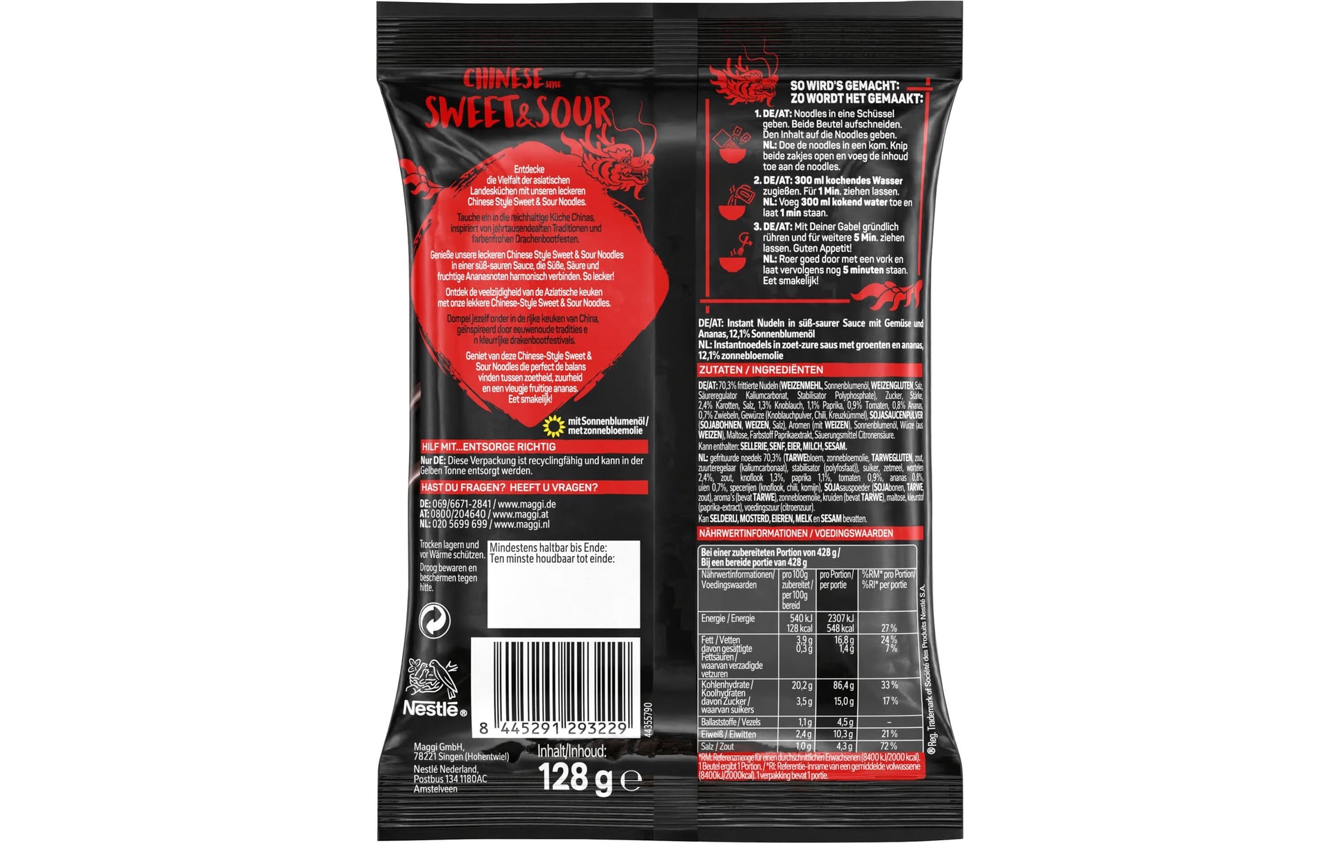 Maggi Magic Asia Instantnudeln süss-sauer Beutel – 128 g