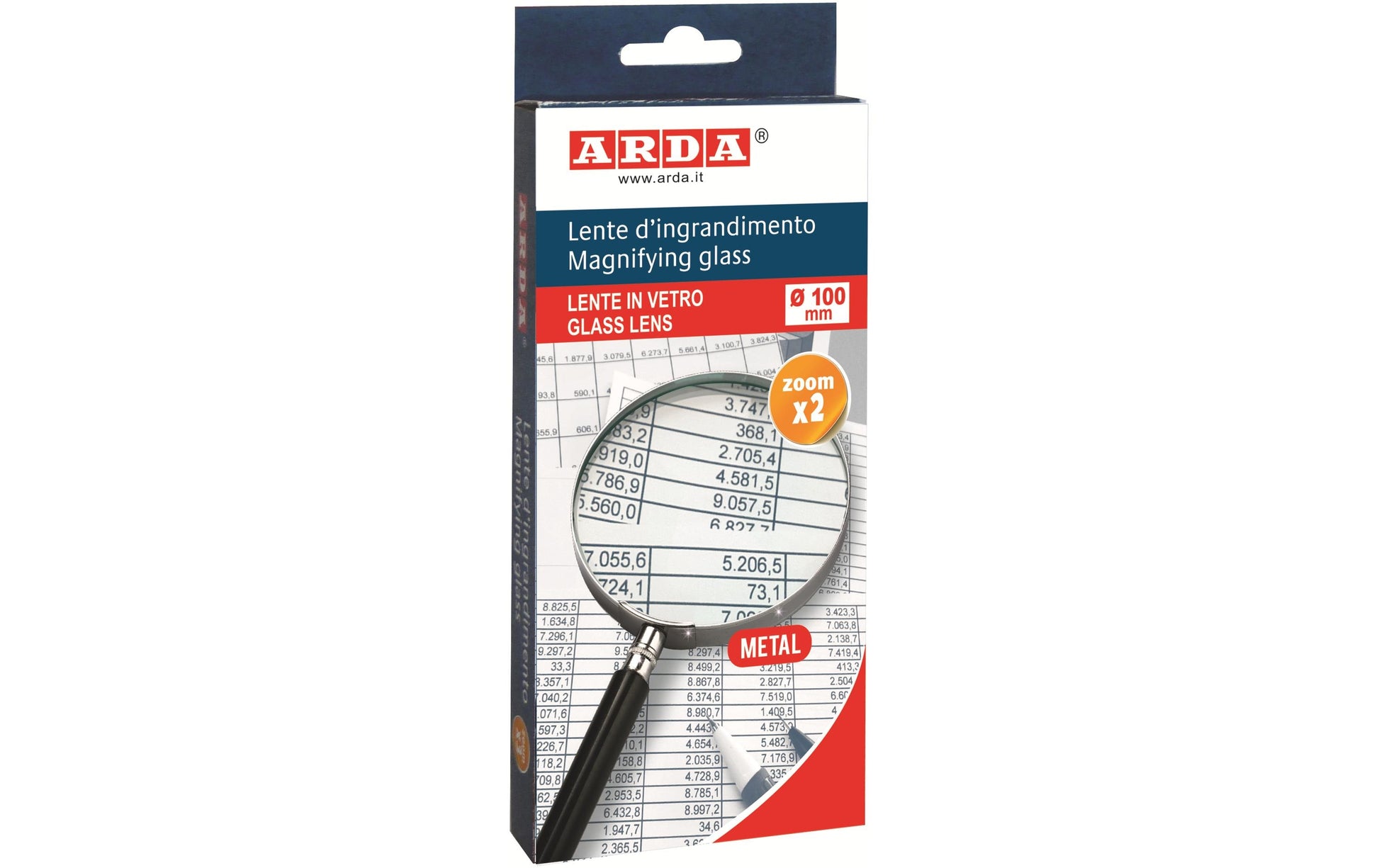 Arda Handlupe – 2× – Ø 100 mm – Metallfassung, schwarz