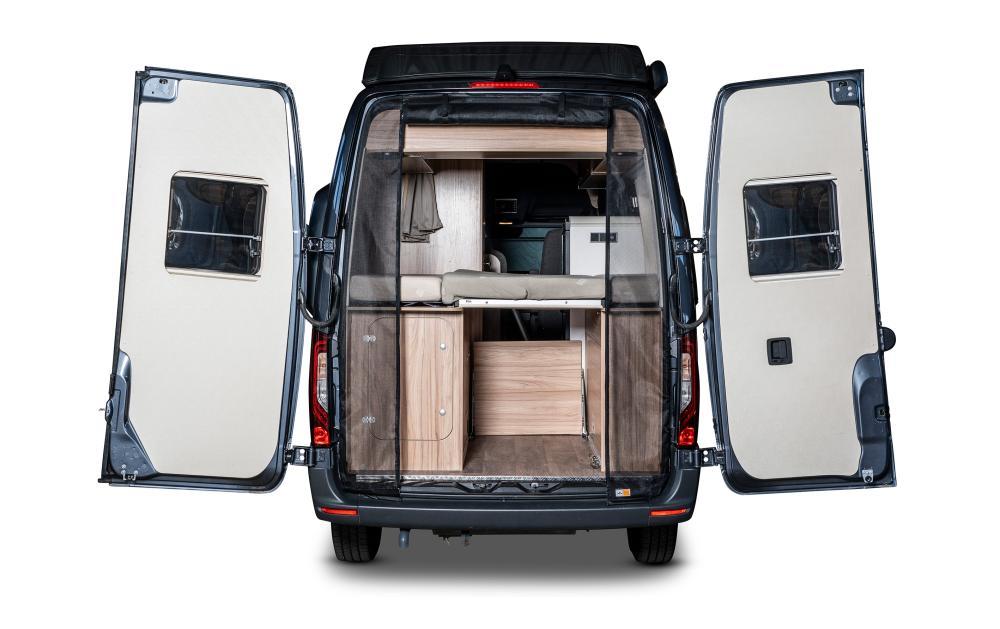 Van Quito Insektenschutznetz – Schwarz – Fiberglas – für Mercedes-Benz Sprinter (Heckklappe, ab 2014)