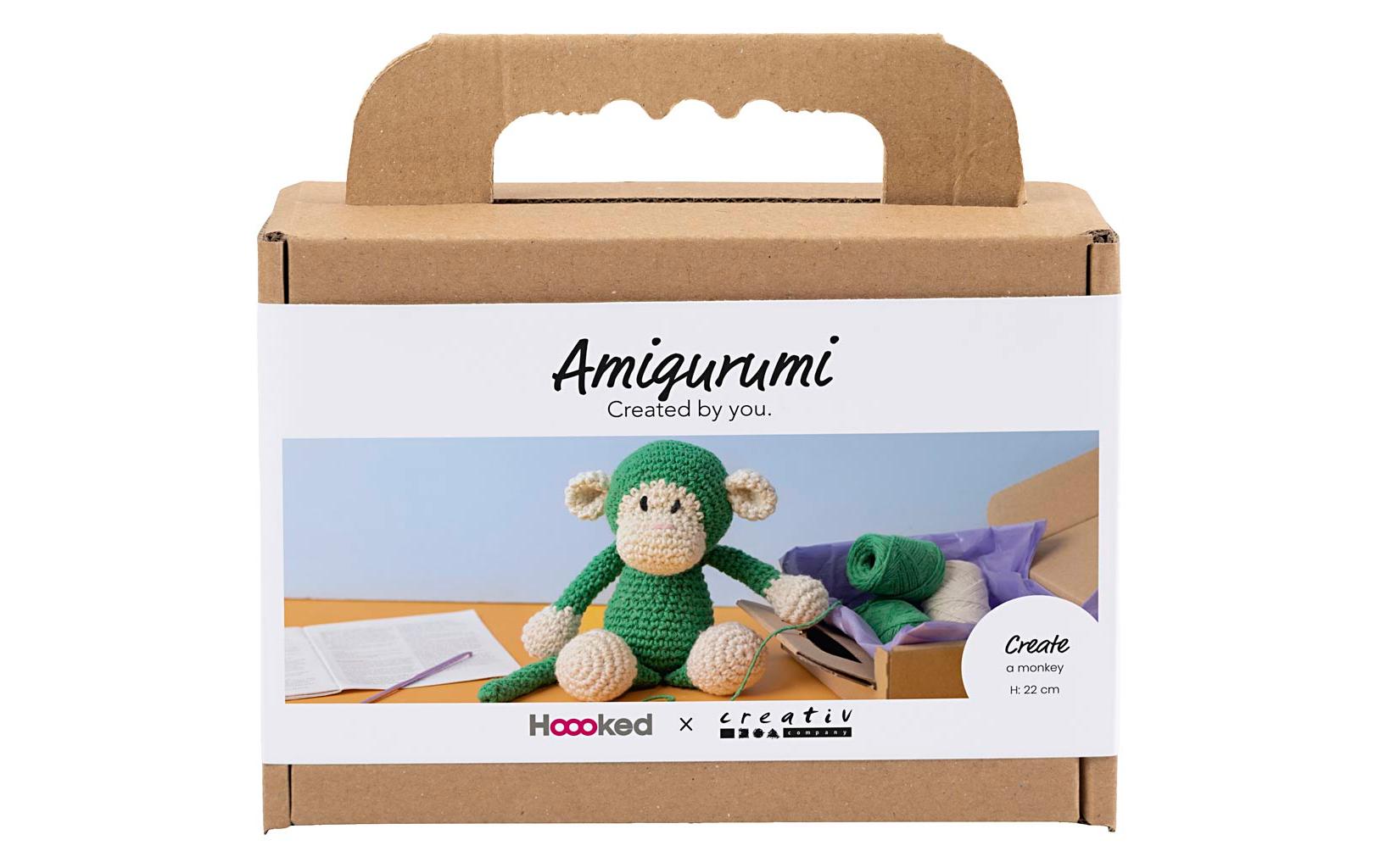 Creativ Company Amigurumi Häkelset Affe – Mehrfarbig, Bio Baumwolle