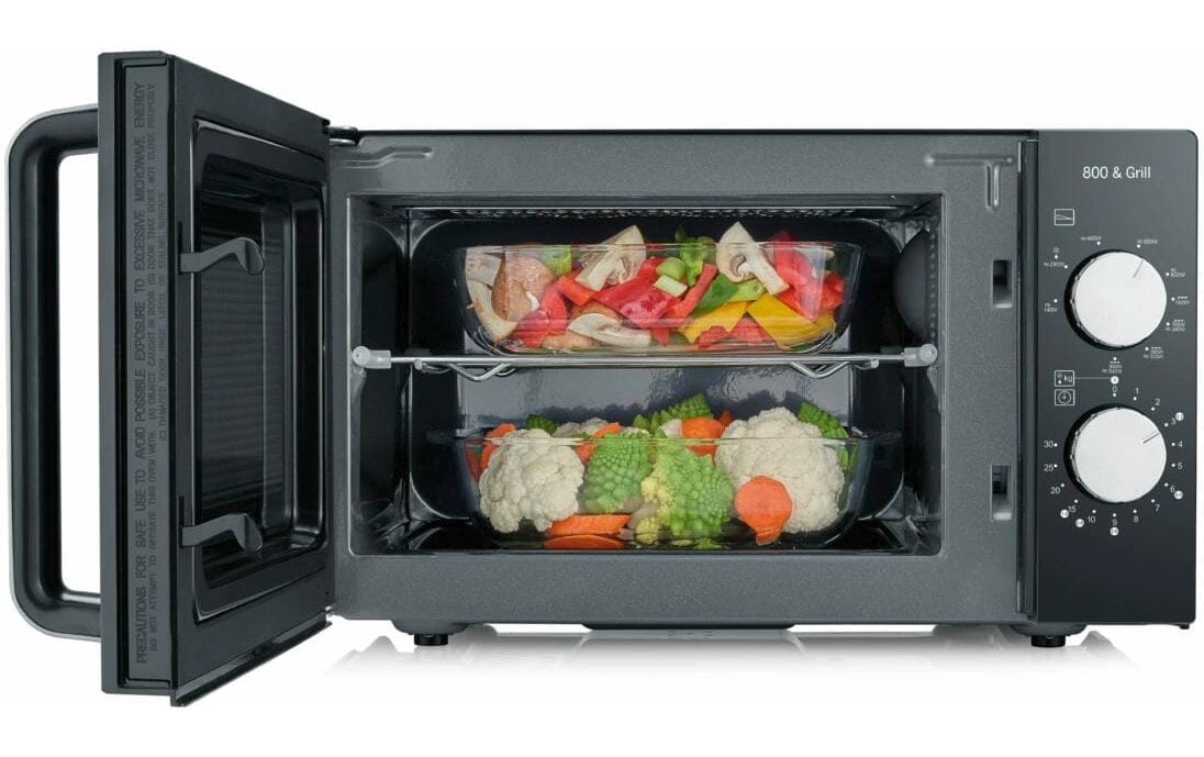 Severin Grill-Mikrowelle MW7762 – 20 l, Grill, 800 W – Schwarz/Edelstahl
