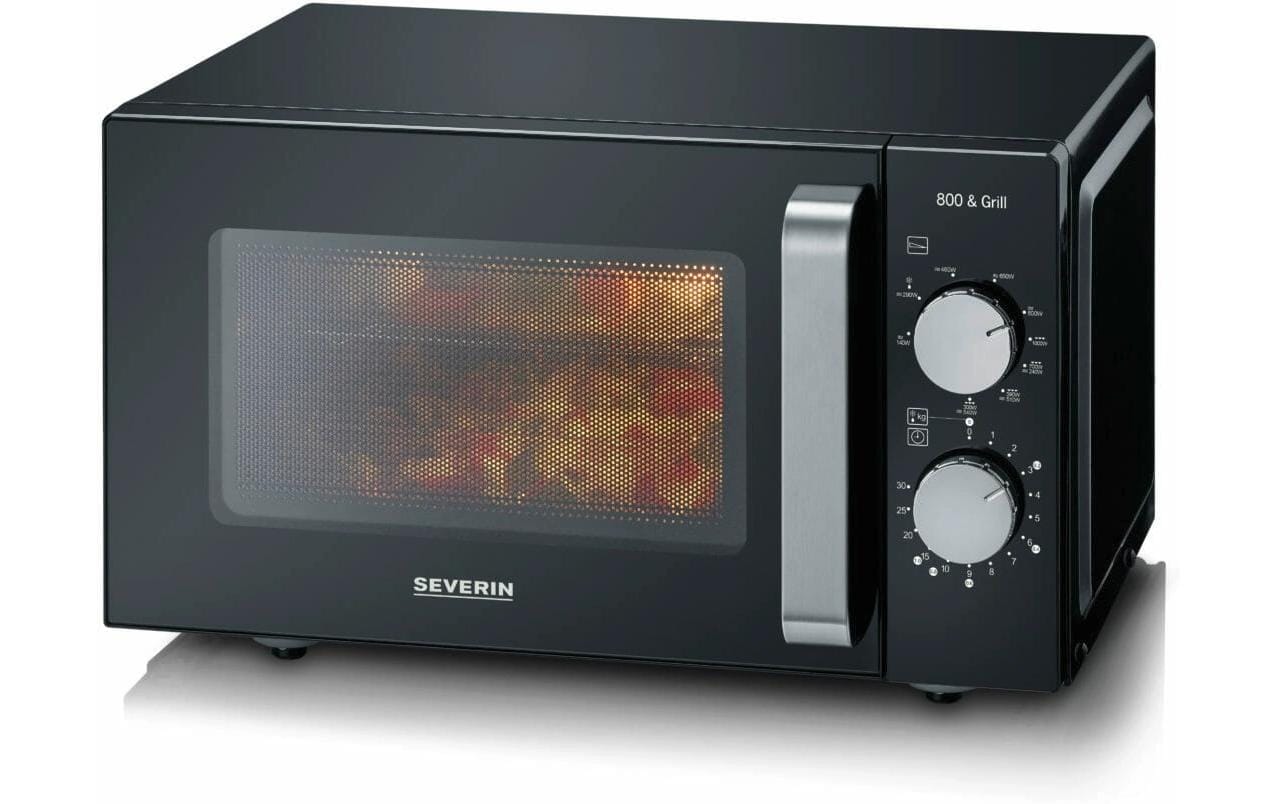Severin Grill-Mikrowelle MW7762 – 20 l, Grill, 800 W – Schwarz/Edelstahl