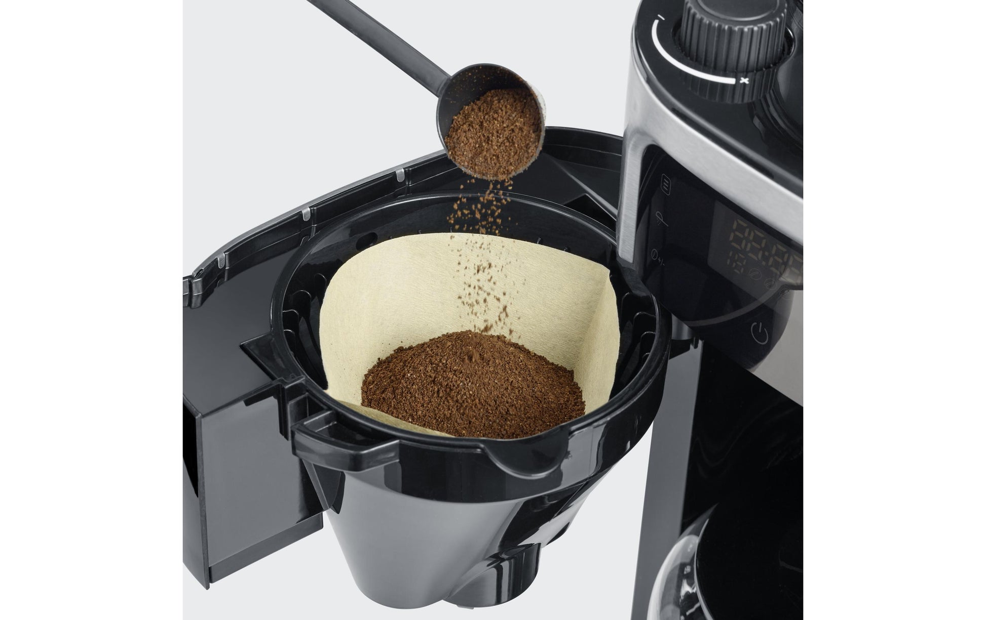 Severin Filterkaffeemaschine KA4813 – 10 Tassen, integriertes Mahlwerk, 1000 W – Schwarz/Edelstahl