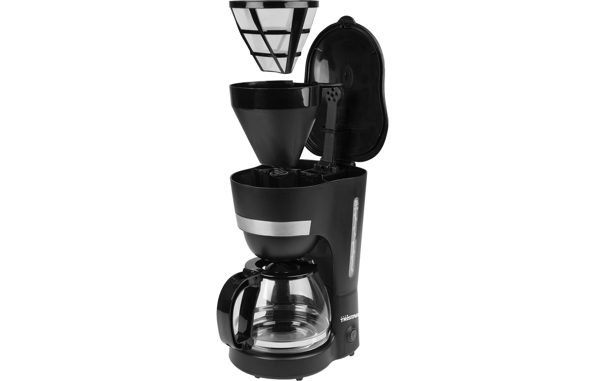 Tristar CM-1282 Filterkaffeemaschine – 12 Tassen, 1,2 l, Glaskanne, Silber/Schwarz