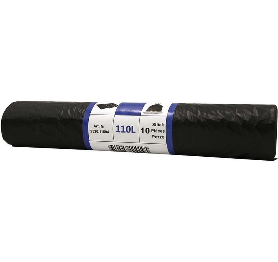 Weita Kehrichtsack Venardo – 110 l, mit Zugband, PE, schwarz, 10 Stk