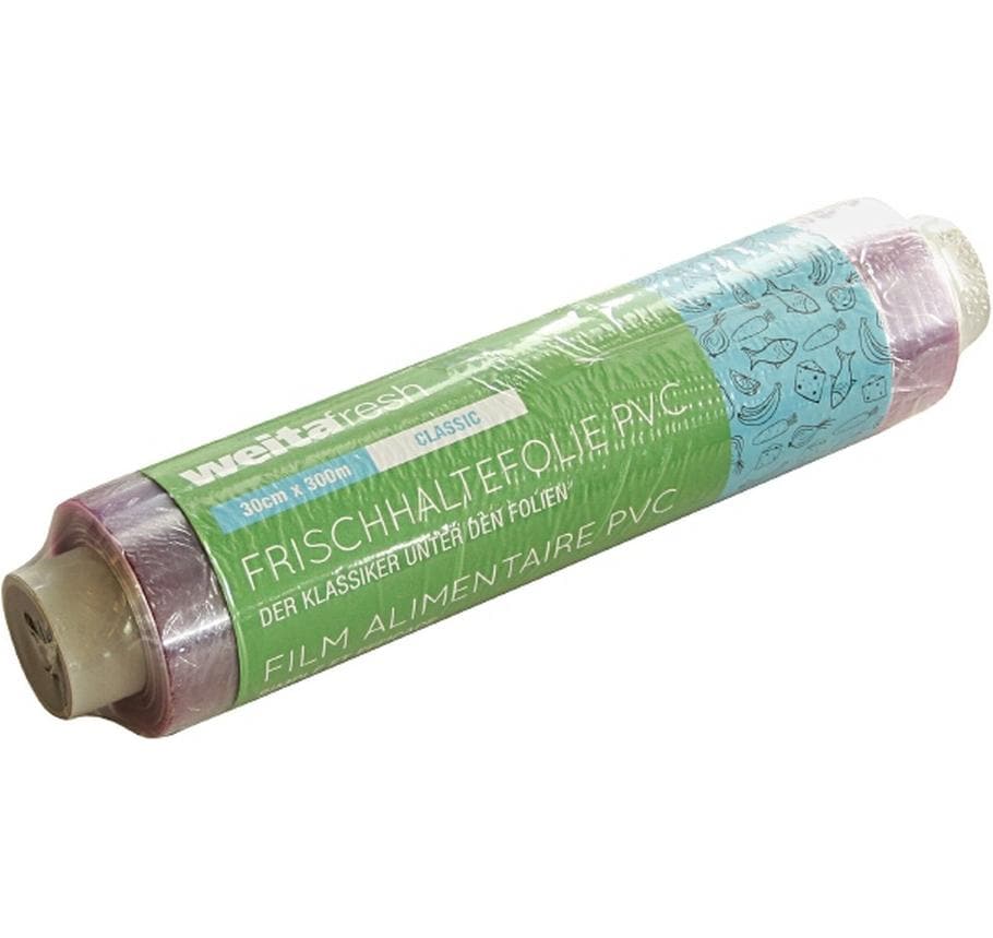 Weita Frischhaltefolie 30 cm × 300 m, Polyvinylchlorid (PVC), transparent, mikrowellenfest