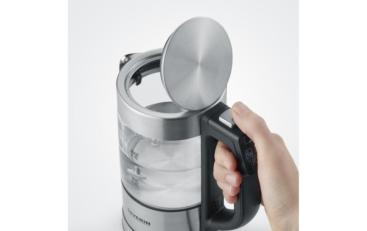 Severin Wasserkocher – 0,5 l, mit Temperaturwahl, Warmhaltefunktion, Edelstahl/Glas, WK3458