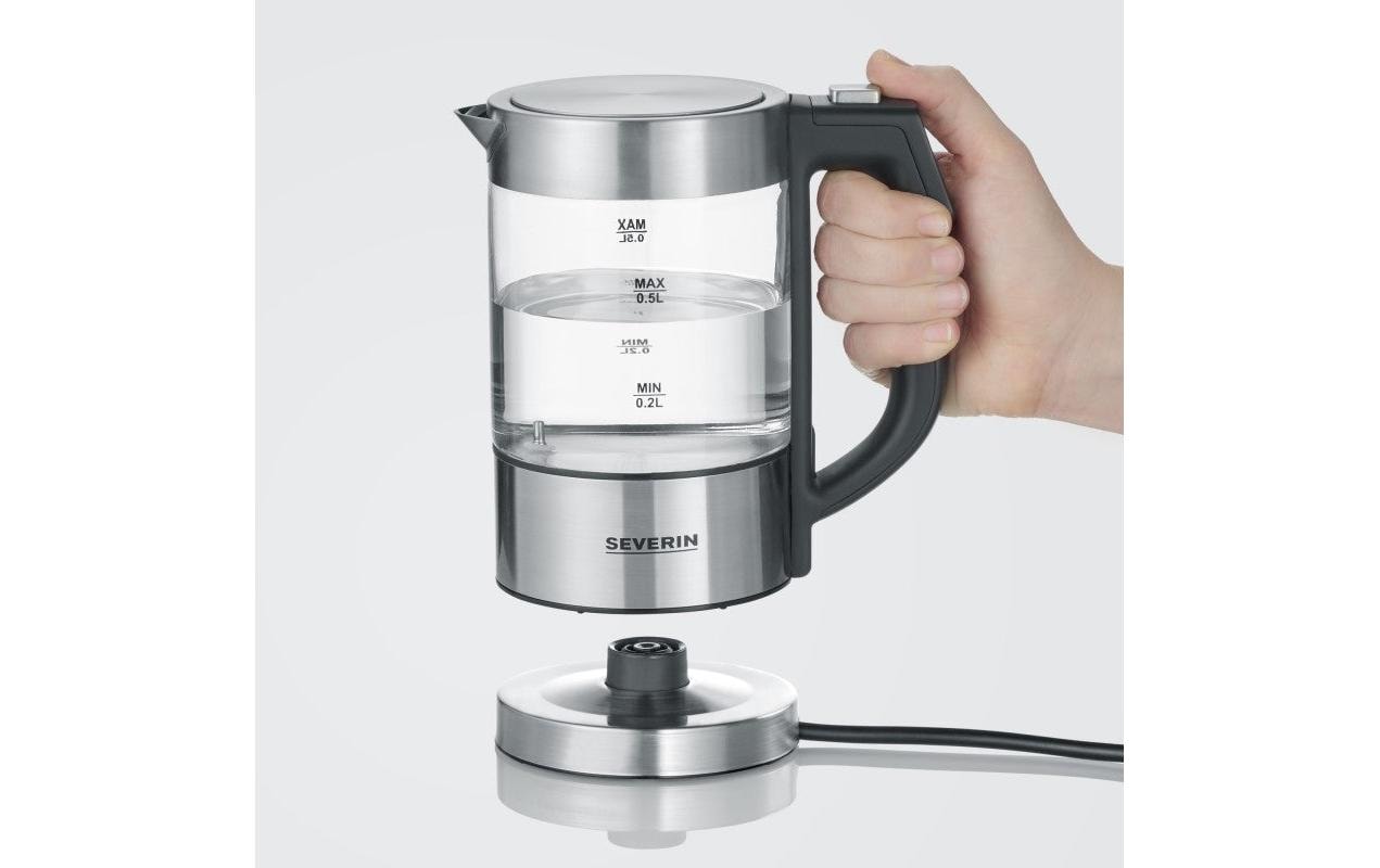 Severin Wasserkocher – 0,5 l, mit Temperaturwahl, Warmhaltefunktion, Edelstahl/Glas, WK3458