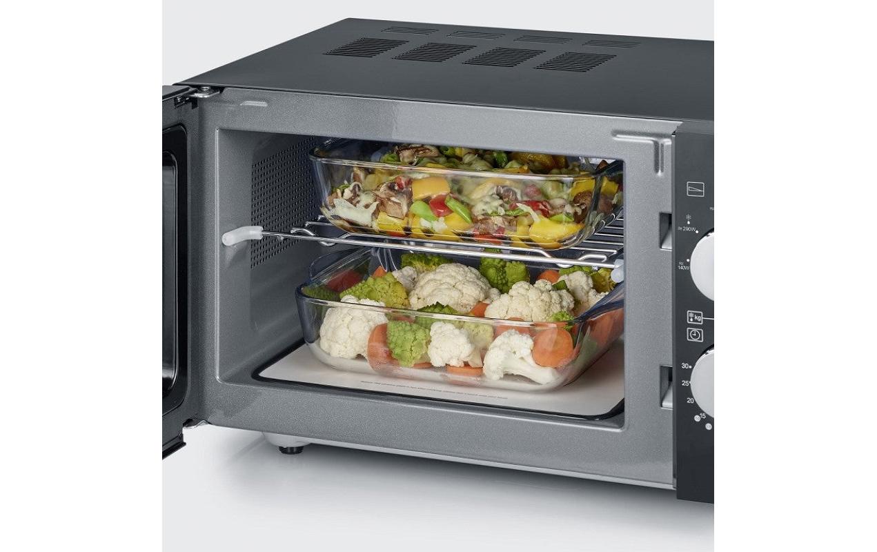 Severin Grill-Mikrowelle MW7762 – 20 l, Grill, 800 W – Schwarz/Edelstahl