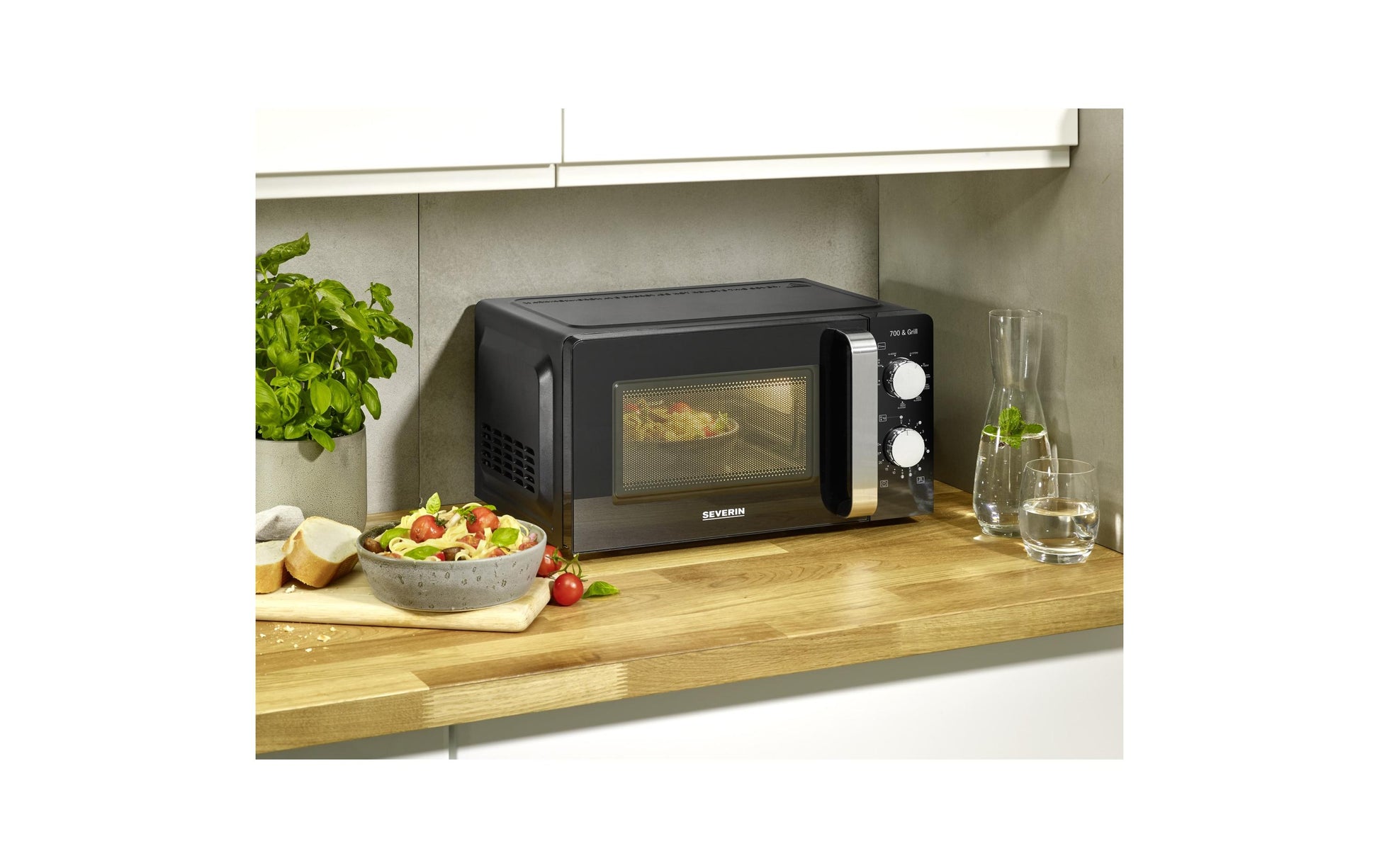Severin Grillmikrowelle MW7781 – 17 l, Grill, 700 W – schwarz/edelstahl