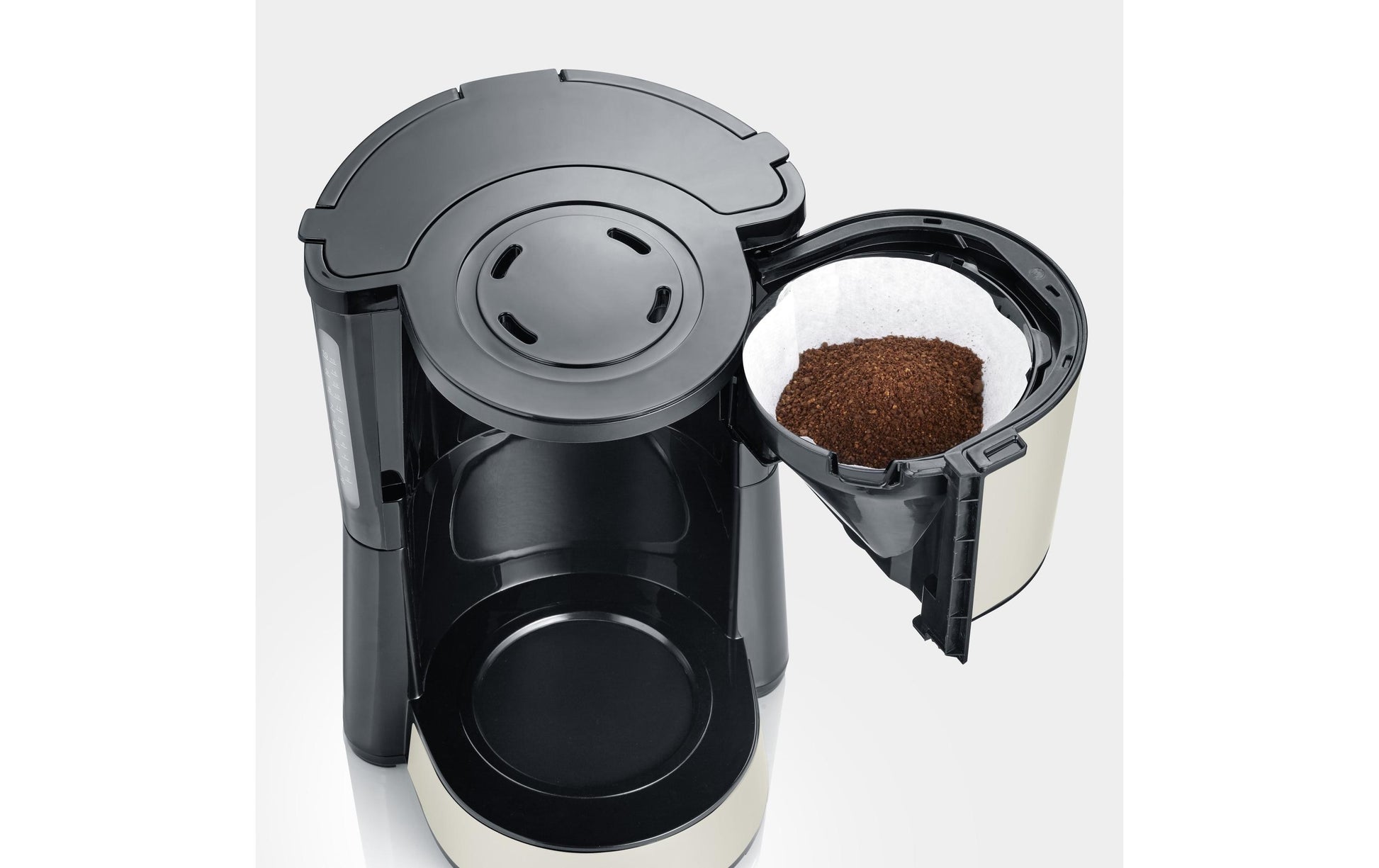 Severin KA9575 Filterkaffeemaschine – 10 Tassen, 1,25 l, Karaffe, Schwarz/Silber, 29,3 × 38 × 26 cm