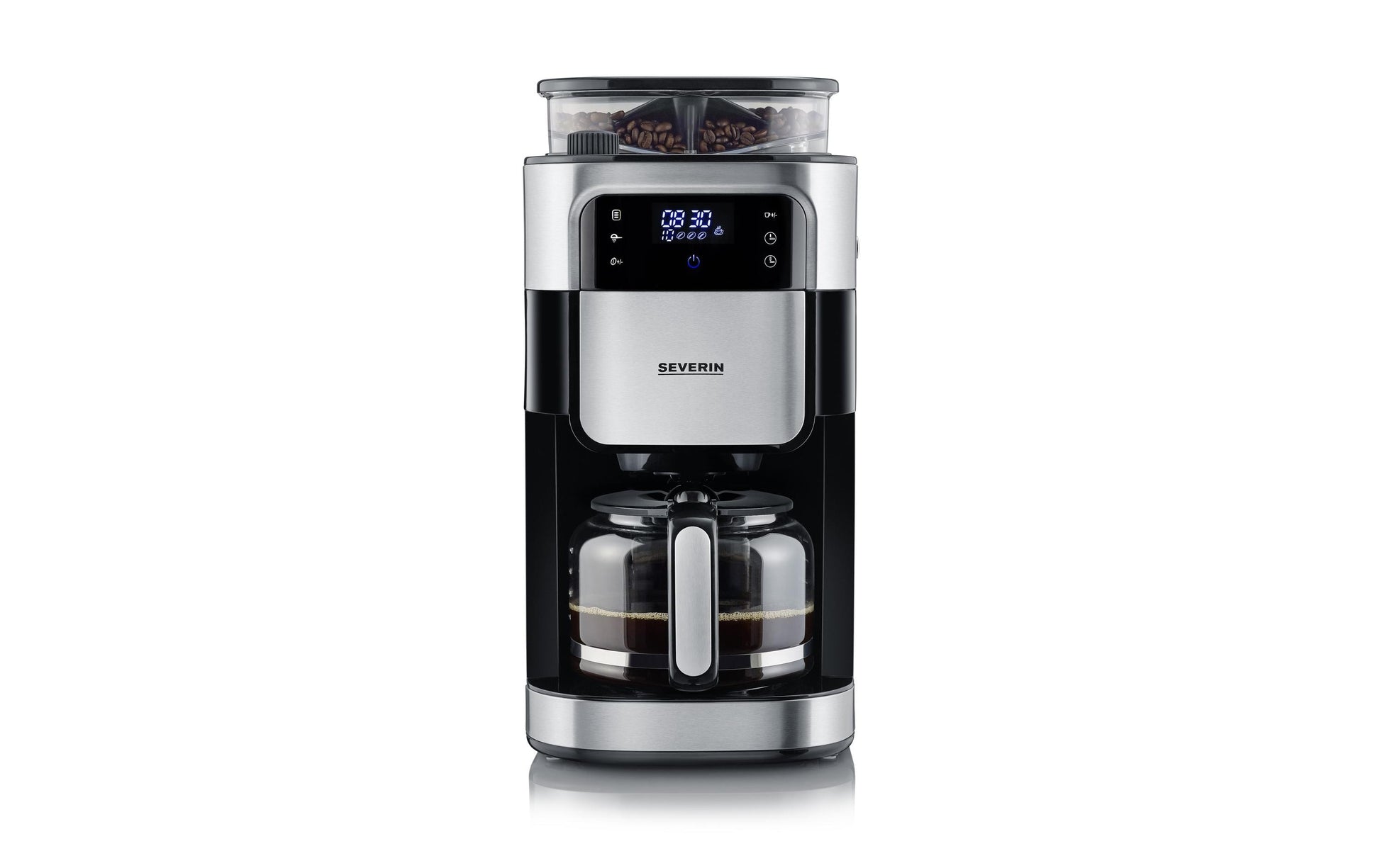 Severin Filterkaffeemaschine KA4813 – 10 Tassen, integriertes Mahlwerk, 1000 W – Schwarz/Edelstahl