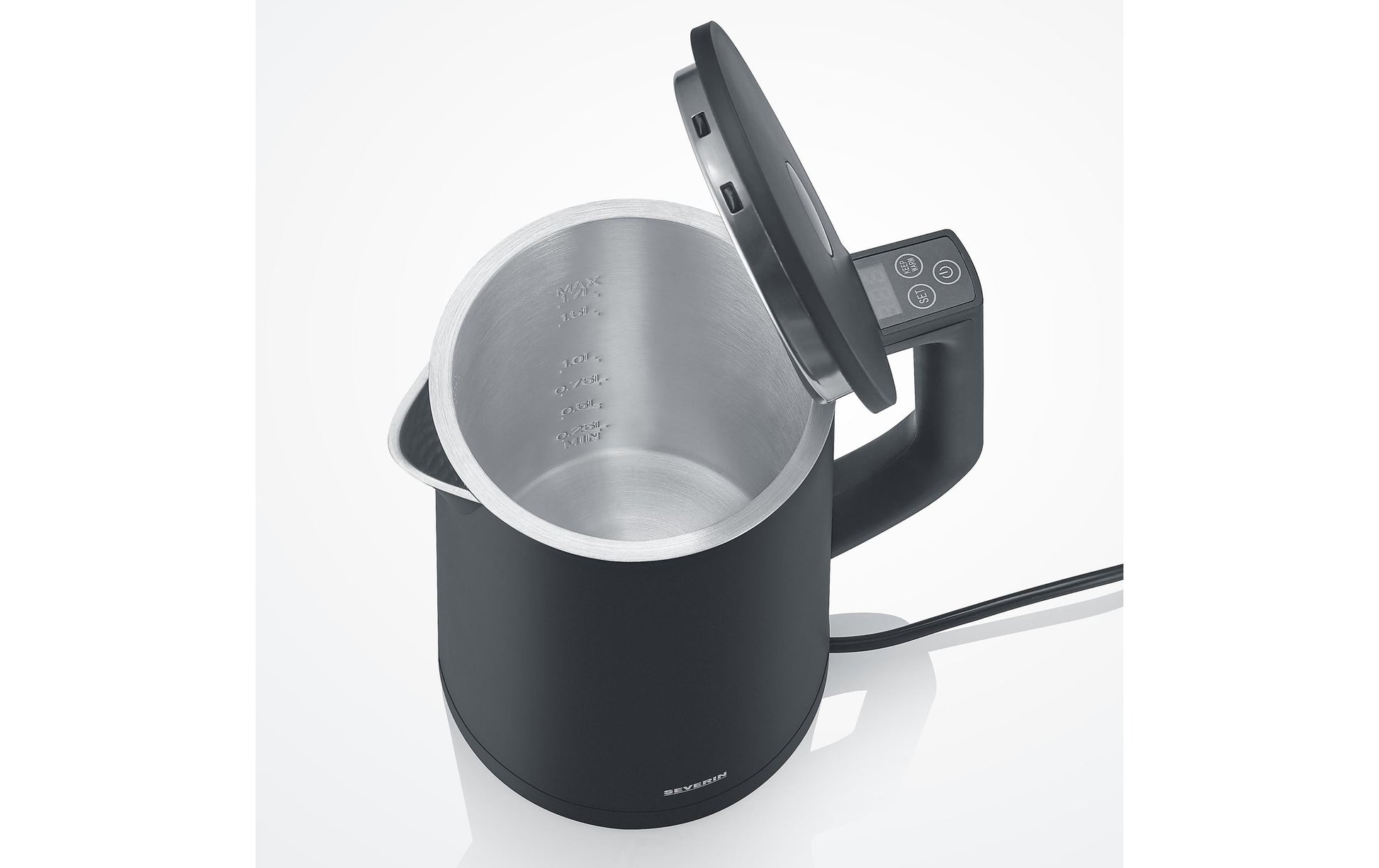 Severin Wasserkocher – 1,7 l, mit Temperaturwahl, Warmhaltefunktion, Edelstahl, WK3483