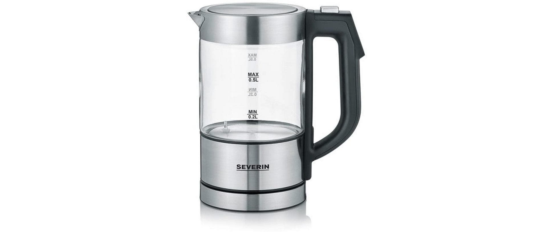 Severin Wasserkocher – 0,5 l, mit Temperaturwahl, Warmhaltefunktion, Edelstahl/Glas, WK3458