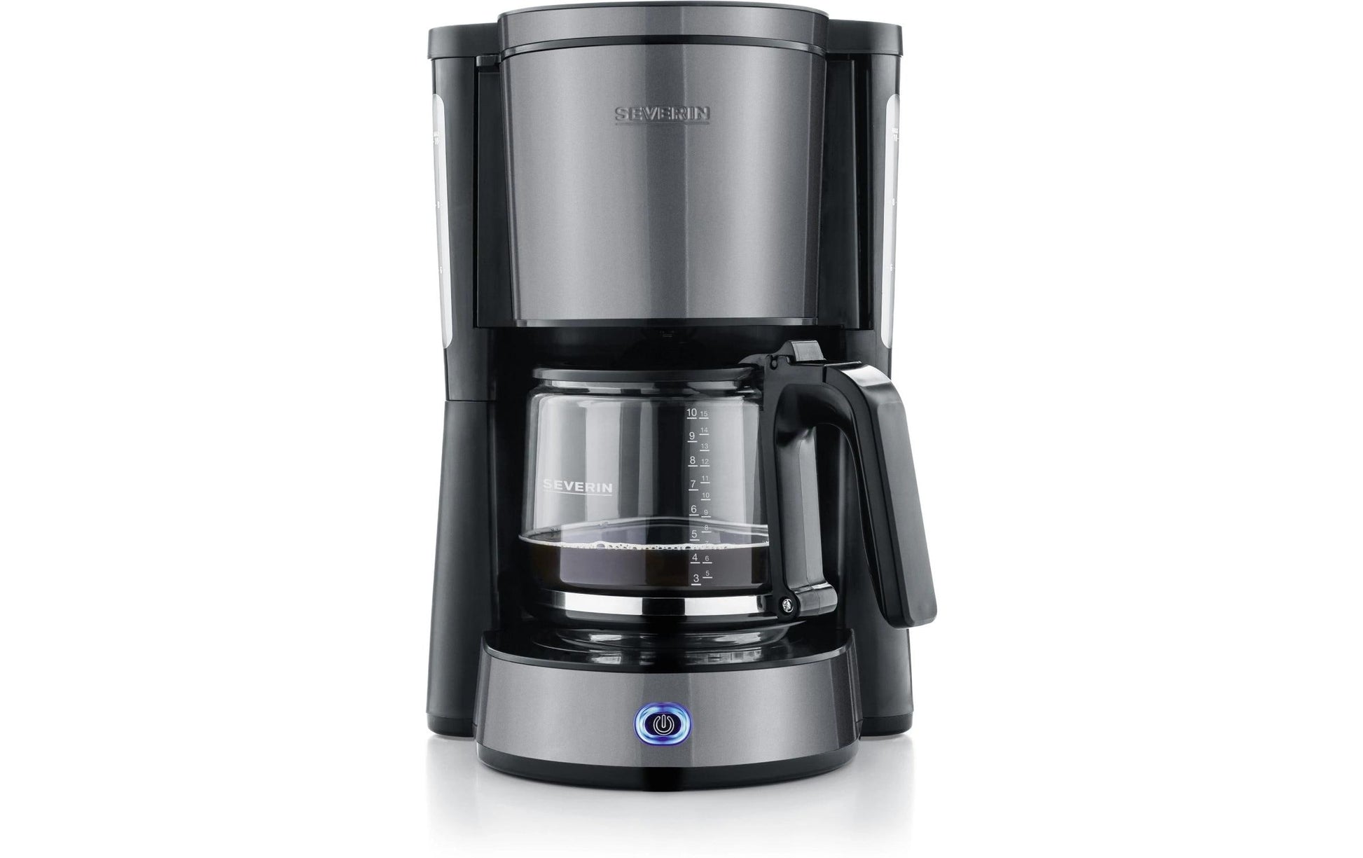 Severin KA9572 Filterkaffeemaschine – 10 Tassen, 1,2 l, Karaffe, Schwarz/Silber, 23,5 × 33,8 × 27 cm