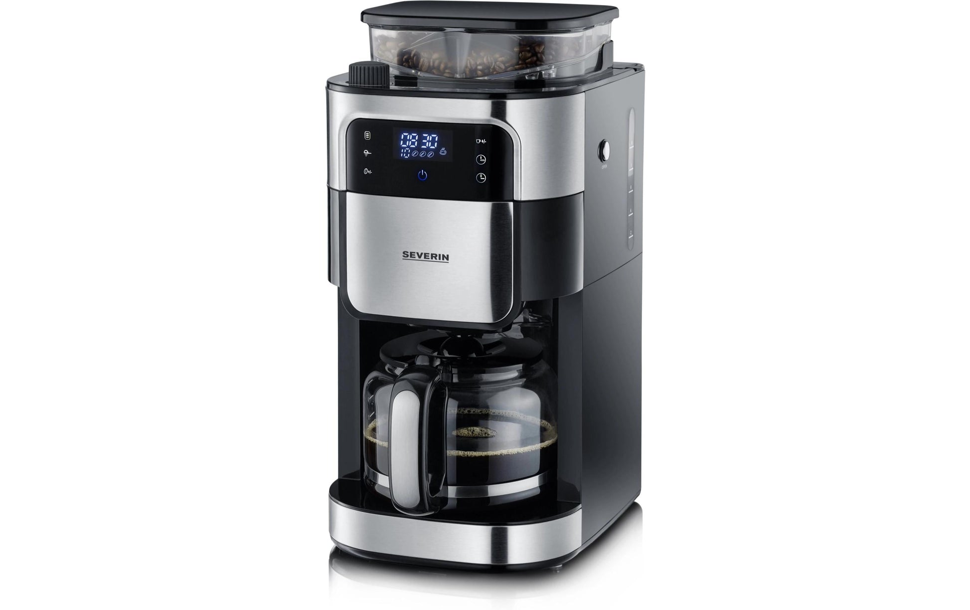 Severin Filterkaffeemaschine KA4813 – 10 Tassen, integriertes Mahlwerk, 1000 W – Schwarz/Edelstahl