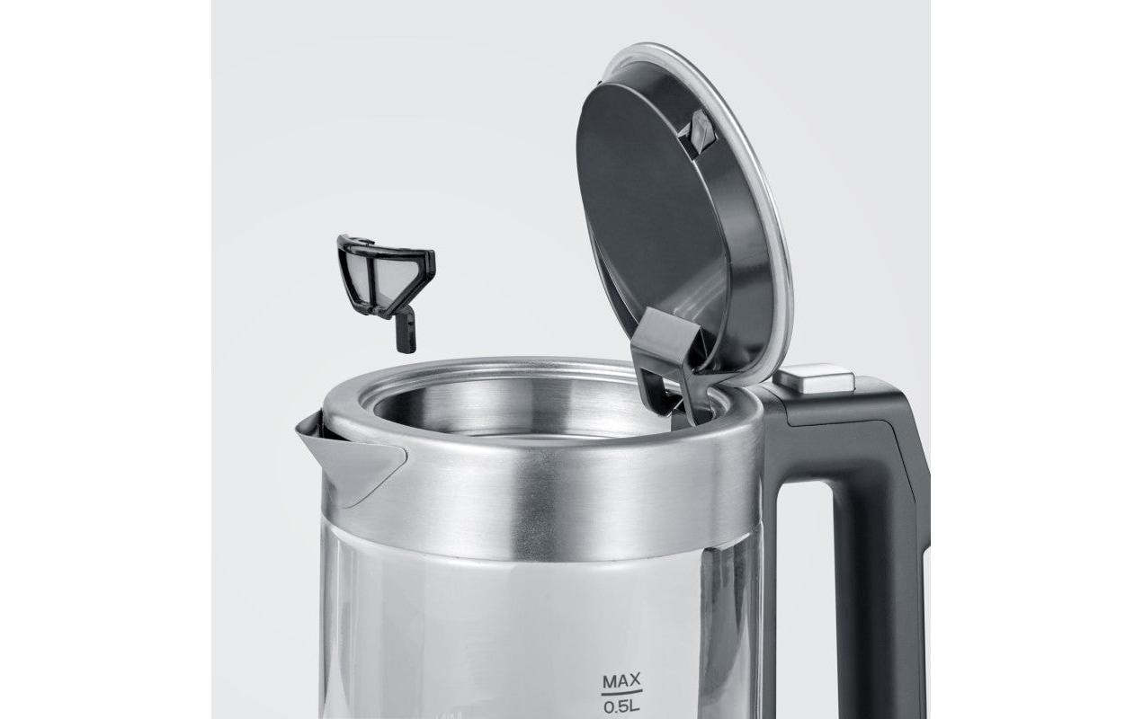 Severin Wasserkocher – 0,5 l, mit Temperaturwahl, Warmhaltefunktion, Edelstahl/Glas, WK3458