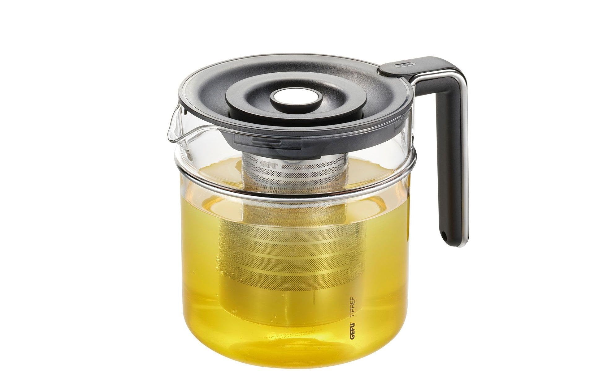 GEFU Teekanne – 1,5 l, 15,0 × 21,0 × 15,8 cm, Borosilikatglas, spülmaschinenfest, mit Edelstahlfilter
