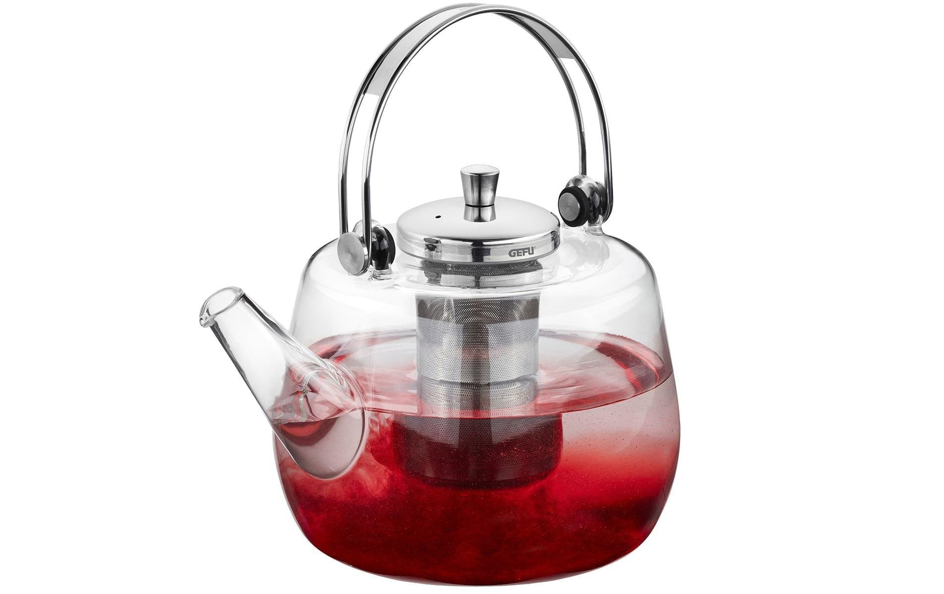 GEFU Teekanne – 1 l, Glas, Edelstahlfilter, spülmaschinenfest
