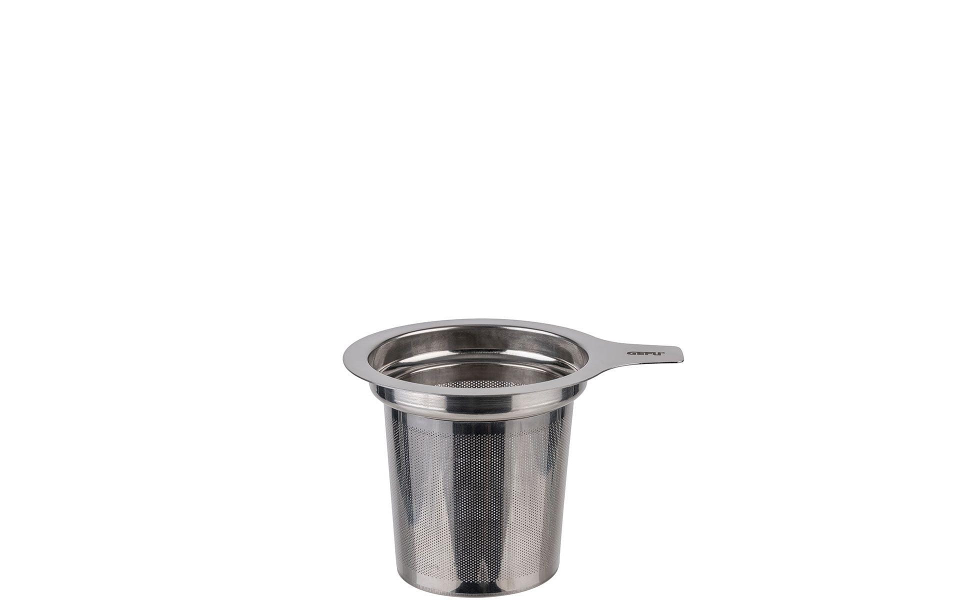 GEFU Tee-Glas MIRA – 235 ml, H 14,5 cm, Borosilikatglas, Schwarz/Transparent, mit Glasfilter, doppelwandig