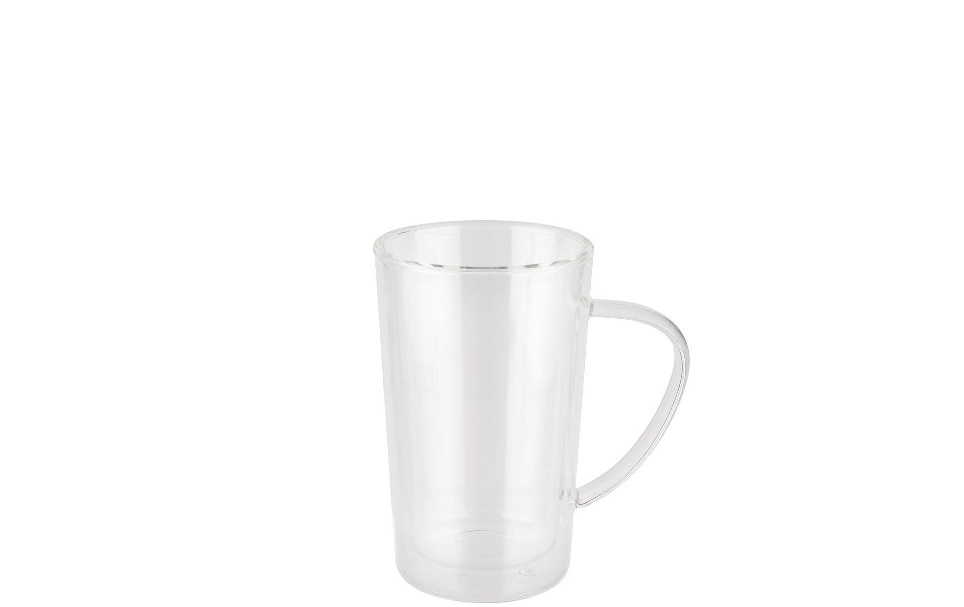 GEFU Tee-Glas MIRA – 235 ml, H 14,5 cm, Borosilikatglas, Schwarz/Transparent, mit Glasfilter, doppelwandig