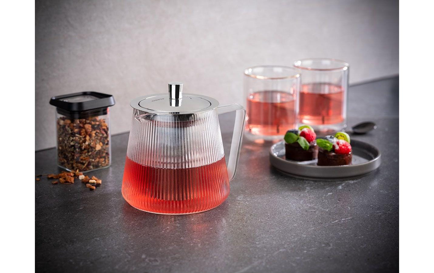 GEFU INFUSA Teekanne – 800 ml, Borosilikatglas, mit Edelstahlfilter, spülmaschinenfest
