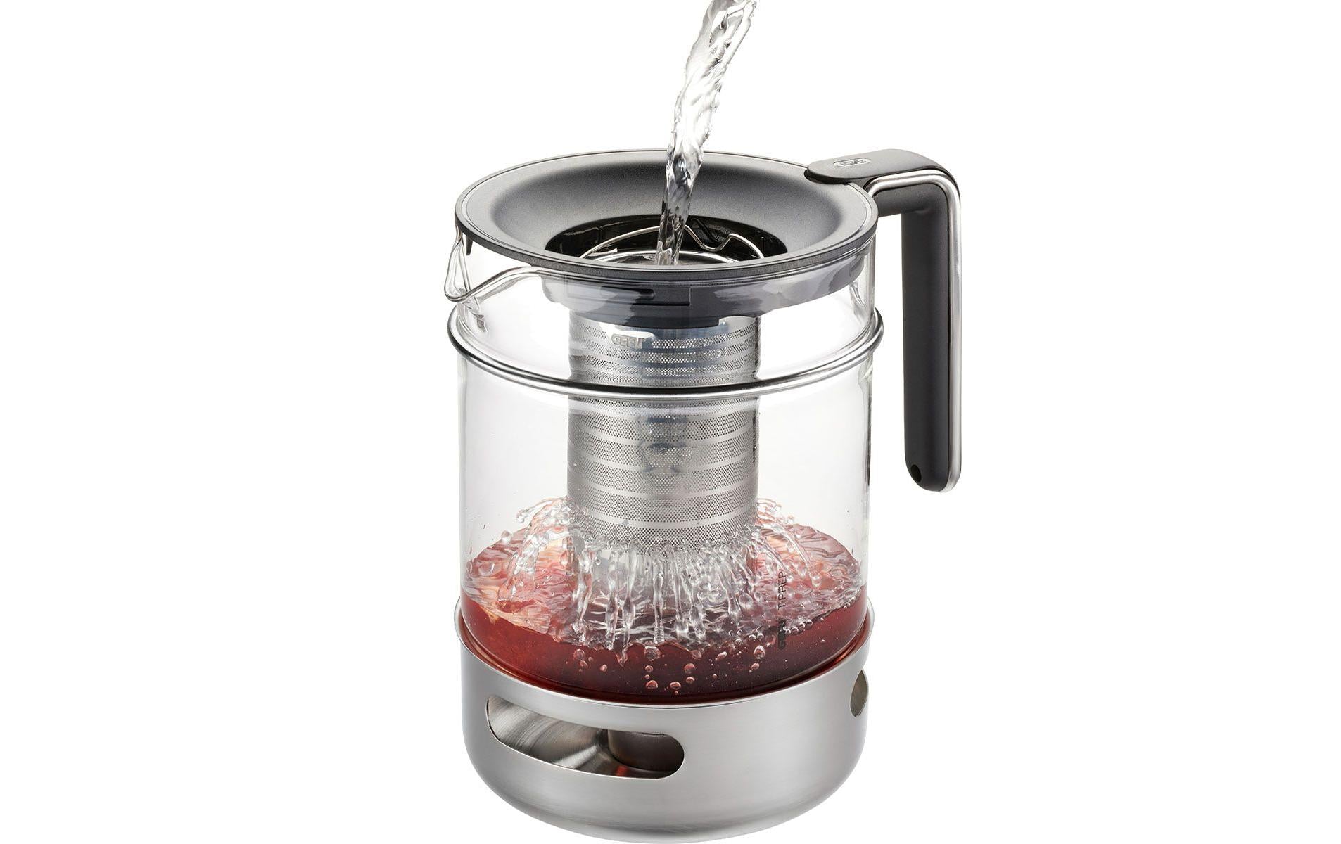GEFU Teekanne – 1,5 l, 15,0 × 21,0 × 25,0 cm, Edelstahl/Glas, mit Edelstahlfilter, für Teelichter