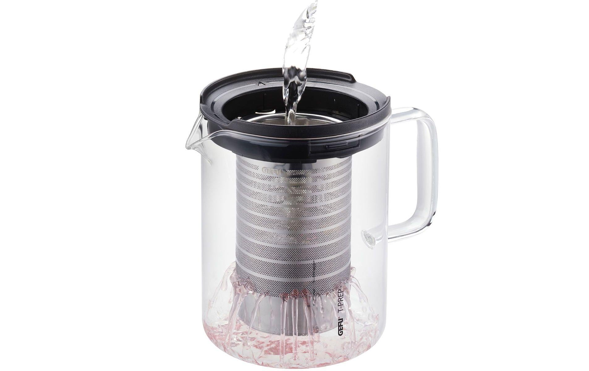 GEFU Teekanne T-PREP – 800 ml, H 15,0 cm, Glas/Edelstahl, mit Edelstahlfilter, spülmaschinenfest