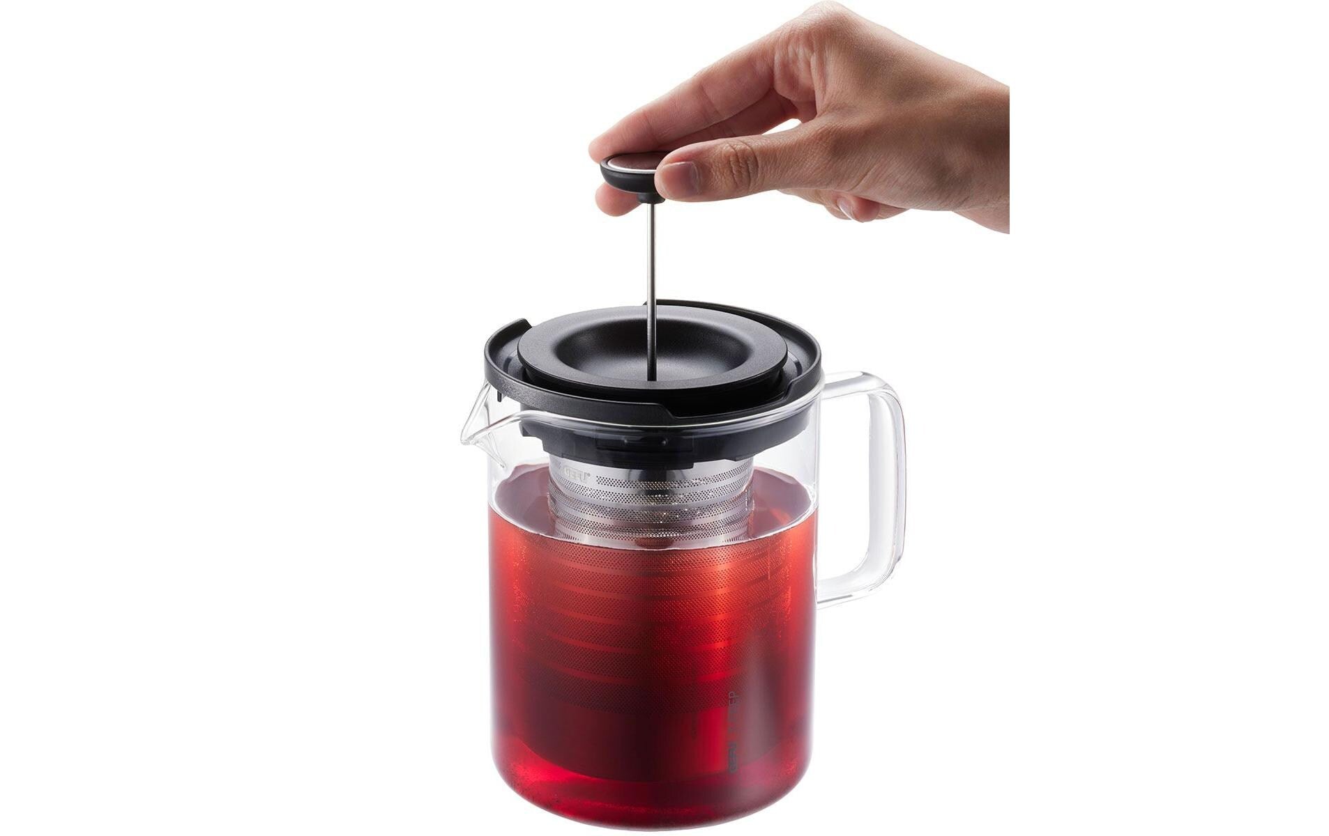 GEFU Teekanne T-PREP – 800 ml, H 15,0 cm, Glas/Edelstahl, mit Edelstahlfilter, spülmaschinenfest