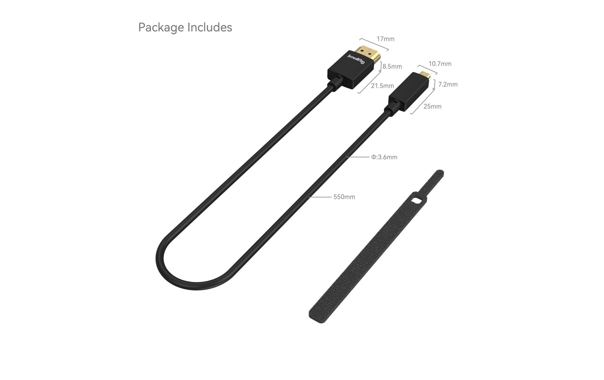 SmallRig Micro-HDMI auf HDMI Kabel HDMI 2.0 4K 60 Hz – 0,55 m