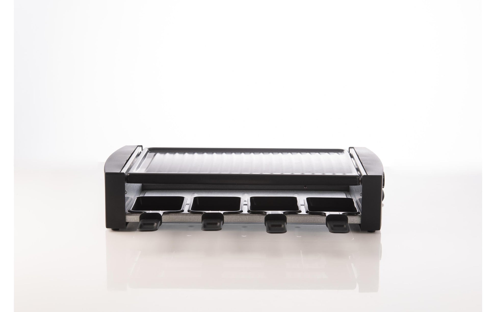 Ohmex Raclette OHM-RCL-8812 – 8 Personen, 1200 W, Aluminium-Grillplatte, antihaftbeschichtet – schwarz