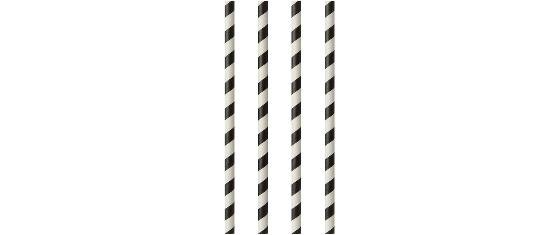 Papstar Papierstrohhalme, Ø 6 mm 20 cm, schwarz/weiss – 100 Stk.