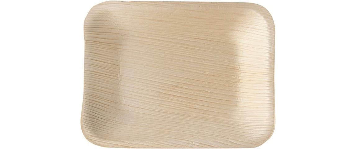 Papstar Teller Pure, Palmblatt, rechteckig – 16 × 12 cm, beige – 25 Stk.