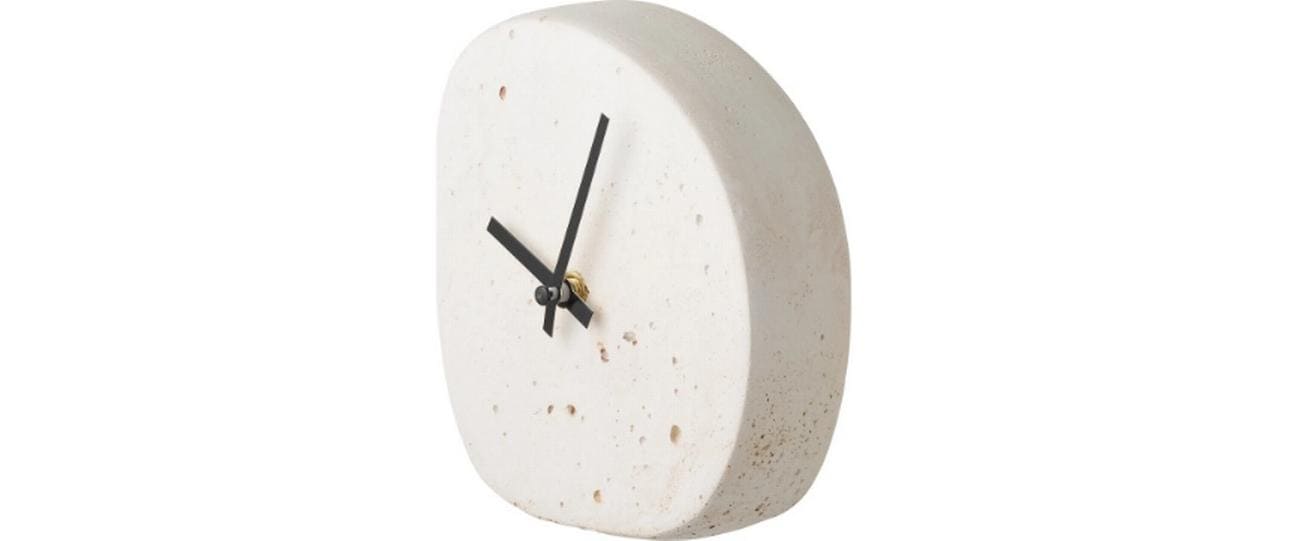 House Nordic Linz Tischuhr – Analog, 14 × 15 × 5 cm, Weiss, Zement