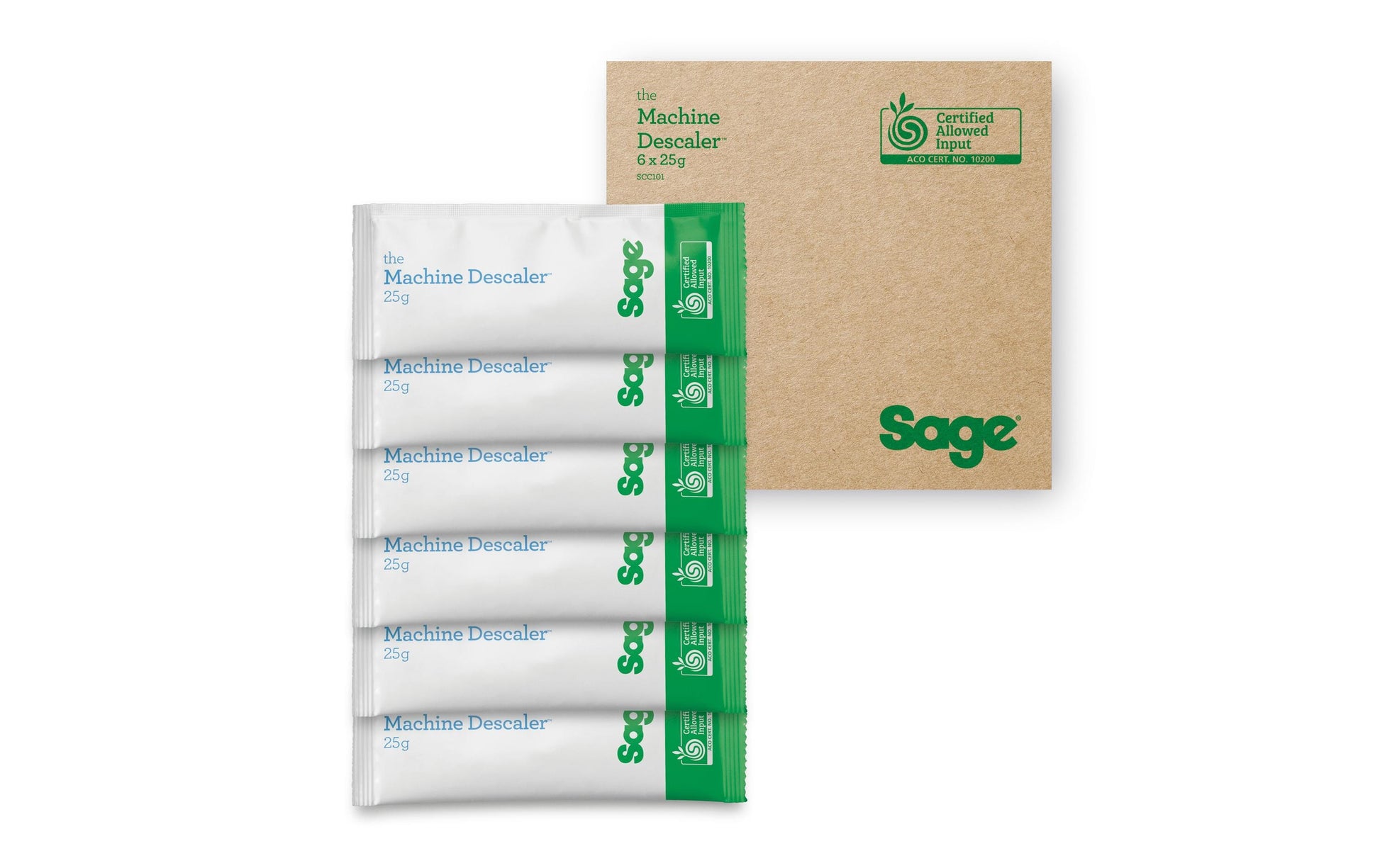 Sage Entkalker (Haushaltsgeräte) für Kaffeemaschine – Pulver, Box – 6×25 g
